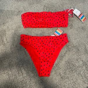 Strawberry High Waisted Billabong Bikini - NWT - Small